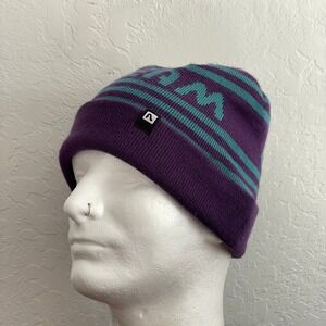 Flylow Dream Cheese Cuff Beanie Purple Teal Winter‎ Knit Ski 90s Style
